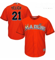 Mens Majestic Miami Marlins 21 Christian Yelich Replica Orange Alternate 1 Cool Base MLB Jersey