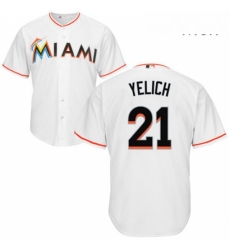 Mens Majestic Miami Marlins 21 Christian Yelich Replica White Home Cool Base MLB Jersey