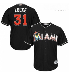 Mens Majestic Miami Marlins 31 Jeff Locke Replica Black Alternate 2 Cool Base MLB Jersey