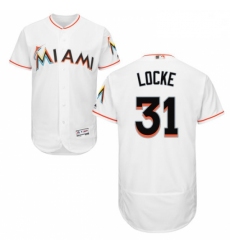 Mens Majestic Miami Marlins 31 Jeff Locke White Flexbase Authentic Collection MLB Jersey