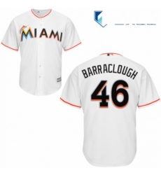 Mens Majestic Miami Marlins 46 Kyle Barraclough Replica White Home Cool Base MLB Jersey 