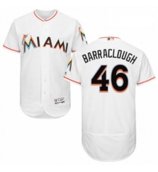 Mens Majestic Miami Marlins 46 Kyle Barraclough White Home Flex Base Authentic Collection MLB Jersey