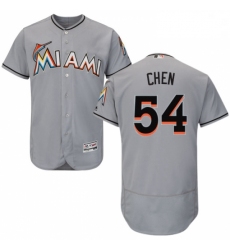 Mens Majestic Miami Marlins 54 Wei Yin Chen Grey Road Flex Base Authentic Collection MLB Jersey