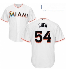 Mens Majestic Miami Marlins 54 Wei Yin Chen Replica White Home Cool Base MLB Jersey