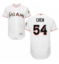 Mens Majestic Miami Marlins 54 Wei Yin Chen White Home Flex Base Authentic Collection MLB Jersey