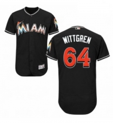 Mens Majestic Miami Marlins 64 Nick Wittgren Black Alternate Flex Base Authentic Collection MLB Jersey