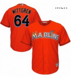 Mens Majestic Miami Marlins 64 Nick Wittgren Replica Orange Alternate 1 Cool Base MLB Jersey 