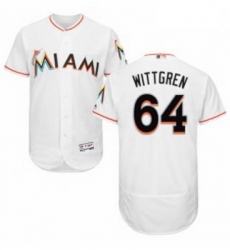 Mens Majestic Miami Marlins 64 Nick Wittgren White Home Flex Base Authentic Collection MLB Jersey
