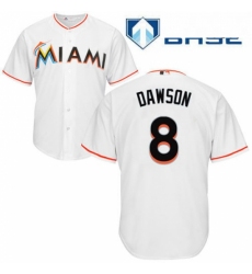 Mens Majestic Miami Marlins 8 Andre Dawson Replica White Home Cool Base MLB Jersey