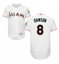 Mens Majestic Miami Marlins 8 Andre Dawson White Home Flex Base Authentic Collection MLB Jersey