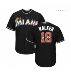 Mens Miami Marlins 18 Neil Walker Authentic Black Team Logo Fashion Cool Base Baseball Jersey 