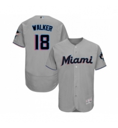 Mens Miami Marlins 18 Neil Walker Grey Road Flex Base Authentic Collection Baseball Jersey
