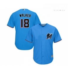 Mens Miami Marlins 18 Neil Walker Replica Blue Alternate 1 Cool Base Baseball Jersey 