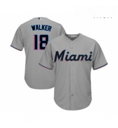 Mens Miami Marlins 18 Neil Walker Replica Grey Road Cool Base Baseball Jersey 