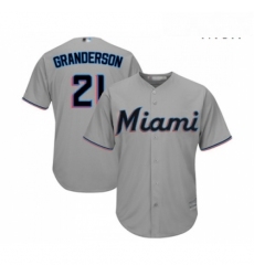Mens Miami Marlins 21 Curtis Granderson Replica Grey Road Cool Base Baseball Jersey 