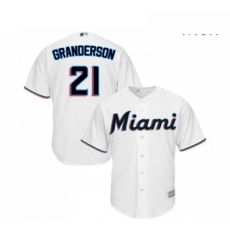 Mens Miami Marlins 21 Curtis Granderson Replica White Home Cool Base Baseball Jersey 