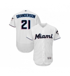 Mens Miami Marlins 21 Curtis Granderson White Home Flex Base Authentic Collection Baseball Jersey