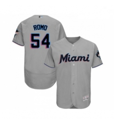 Mens Miami Marlins 54 Sergio Romo Grey Road Flex Base Authentic Collection Baseball Jersey