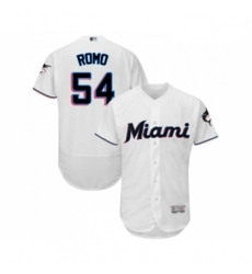 Mens Miami Marlins 54 Sergio Romo White Home Flex Base Authentic Collection Baseball Jersey