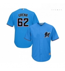 Mens Miami Marlins 62 Jose Urena Replica Blue Alternate 1 Cool Base Baseball Jersey 