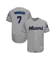 Mens Miami Marlins 7 Deven Marrero Grey Road Flex Base Authentic Collection Baseball Jersey