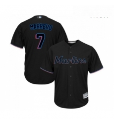 Mens Miami Marlins 7 Deven Marrero Replica Black Alternate 2 Cool Base Baseball Jersey 