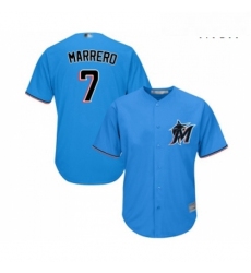 Mens Miami Marlins 7 Deven Marrero Replica Blue Alternate 1 Cool Base Baseball Jersey 