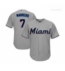 Mens Miami Marlins 7 Deven Marrero Replica Grey Road Cool Base Baseball Jersey 