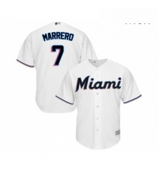 Mens Miami Marlins 7 Deven Marrero Replica White Home Cool Base Baseball Jersey 