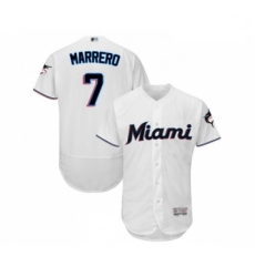 Mens Miami Marlins 7 Deven Marrero White Home Flex Base Authentic Collection Baseball Jersey