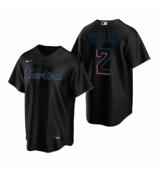 Mens Nike Miami Marlins 2 Jonathan Villar Black Alternate Stitched Baseball Jersey