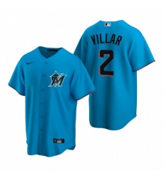 Mens Nike Miami Marlins 2 Jonathan Villar Blue Alternate Stitched Baseball Jersey