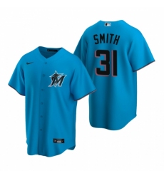 Mens Nike Miami Marlins 31 Caleb Smith Blue Alternate Stitched Baseball Jersey