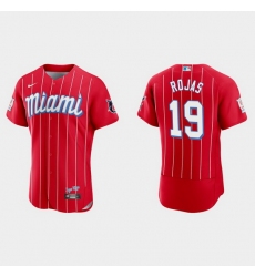 Miami Marlins 19 Miguel Rojas Men Nike 2021 City Connect Authentic MLB Jersey Red