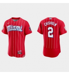 Miami Marlins 2 Jazz Chisholm Men Nike 2021 City Connect Authentic MLB Jersey Red