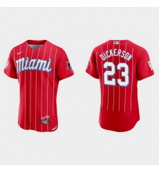Miami Marlins 23 Corey Dickerson Men Nike 2021 City Connect Authentic MLB Jersey Red