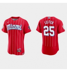 Miami Marlins 25 Al Leiter Men Nike 2021 City Connect Authentic MLB Jersey Red