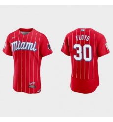 Miami Marlins 30 Cliff Floyd Men Nike 2021 City Connect Authentic MLB Jersey Red