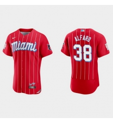 Miami Marlins 38 Jorge Alfaro Men Nike 2021 City Connect Authentic MLB Jersey Red