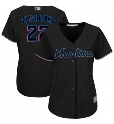 Marlins #22 Sandy Alcantara Black Alternate Women Stitched Baseball Jersey