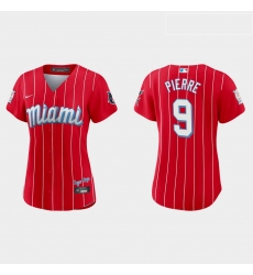 Miami Marlins 9 Juan Pierre Women Nike 2021 City Connect Authentic MLB Jersey Red