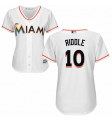 Womens Majestic Miami Marlins 10 JT Riddle Authentic White Home Cool Base MLB Jersey 