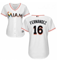 Womens Majestic Miami Marlins 16 Jose Fernandez Authentic White Home Cool Base MLB Jersey