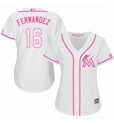 Womens Majestic Miami Marlins 16 Jose Fernandez Replica White Fashion Cool Base MLB Jersey