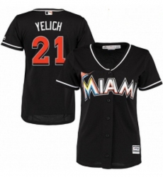 Womens Majestic Miami Marlins 21 Christian Yelich Authentic Black Alternate 2 Cool Base MLB Jersey