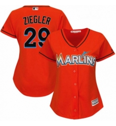 Womens Majestic Miami Marlins 29 Brad Ziegler Replica Orange Alternate 1 Cool Base MLB Jersey 