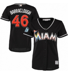 Womens Majestic Miami Marlins 46 Kyle Barraclough Authentic Black Alternate 2 Cool Base MLB Jersey 