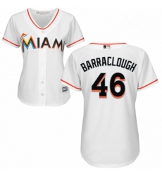 Womens Majestic Miami Marlins 46 Kyle Barraclough Authentic White Home Cool Base MLB Jersey 