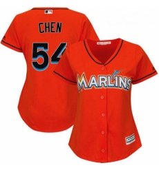 Womens Majestic Miami Marlins 54 Wei Yin Chen Authentic Orange Alternate 1 Cool Base MLB Jersey