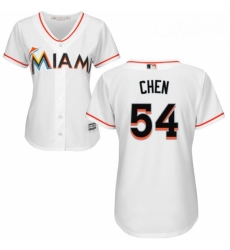 Womens Majestic Miami Marlins 54 Wei Yin Chen Authentic White Home Cool Base MLB Jersey